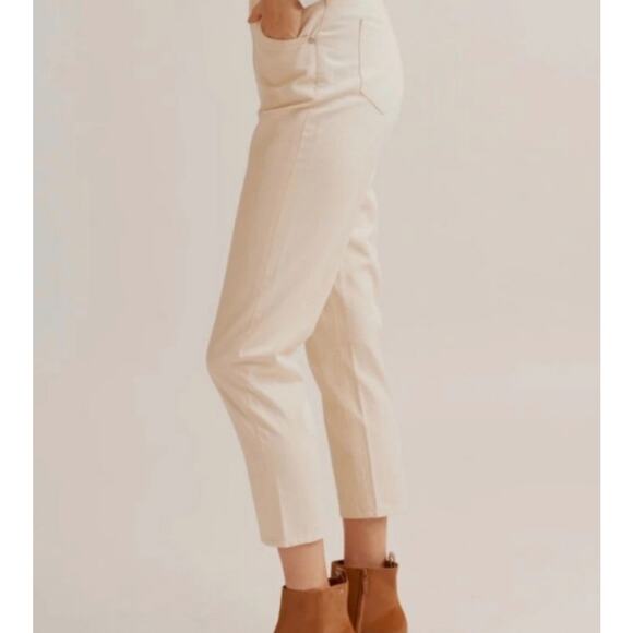 KOTN Mom Jeans Plus Size 14 Cream High Rise Waist Ankle Crop Minimalist Casual - Picture 1 of 11